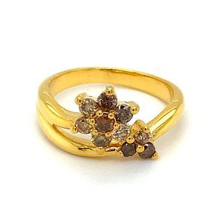 Diamonds .85ct Solid 14K Yellow Gold Starred Ring